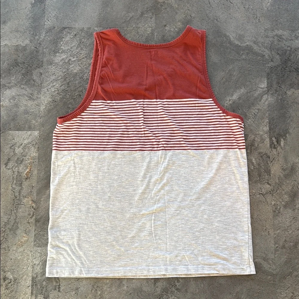 Old Navy Boy Orange and Gray Striped Tank Top, Super Soft, Warm Weather, Size L